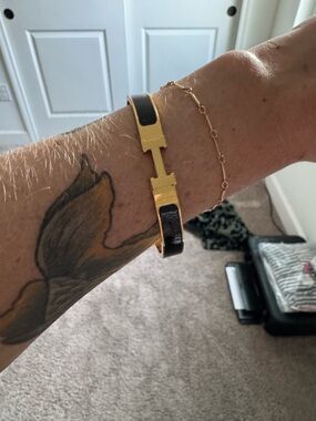 Gold and Black Hinge Cuff Bracelet